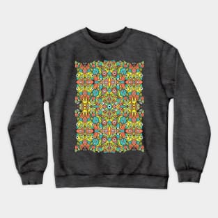 Odd funny creatures multiplying in a symmetrical pattern design Crewneck Sweatshirt